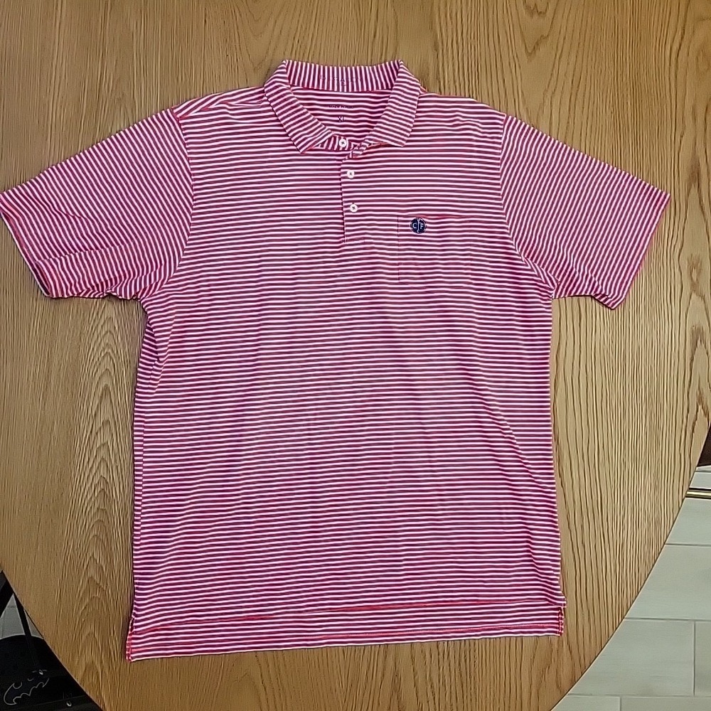 B Draddy Golf‎ Polo Shirt Short Sleeve Country Club Striped Mens XL Red White